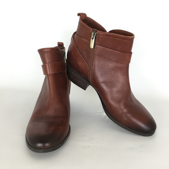 Vince Camuto Womens Size 8 Peamer Ankle Boot Bootie Brown Leather - Picture 3 of 13